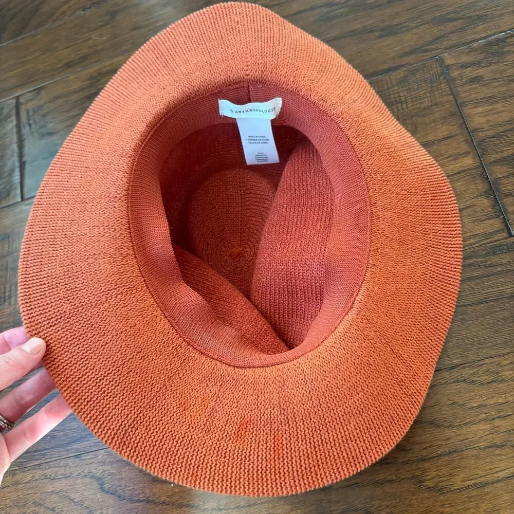 By‎ Anthropologie Women’s Rowan Rancher Hat Orange Resort Wide-Brim Fedora